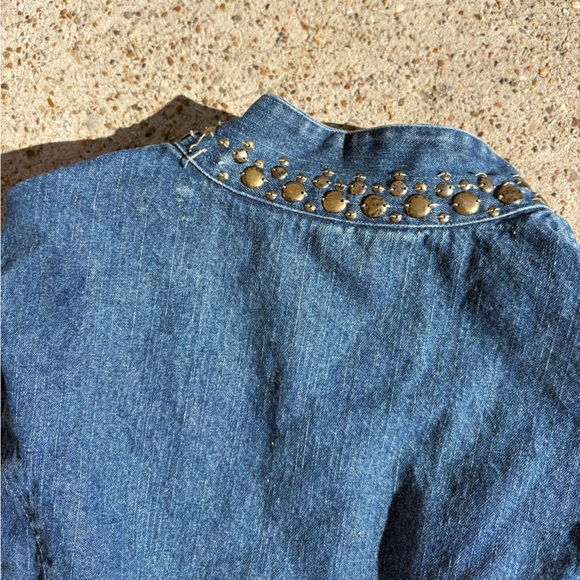 New Direction Blue Denim Embellished Jacket Zip Up Size Small - Picture 5 of 6